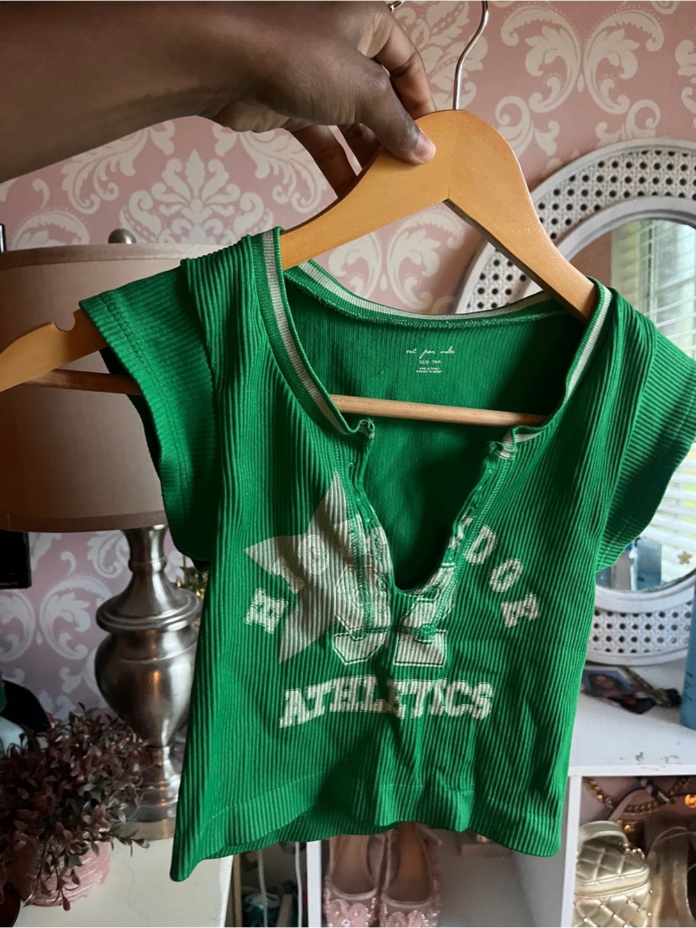 Urban Outfitters Green Ribbed Athletic Crop Top